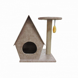 Когтеточка ZooМoDa Домик антикоготь с полкой для кошек №006