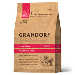 Grandorf Adult Medium & Maxi корм сухой для собак взрослых средних и крупных пород с ягненком и индейкой 3кг