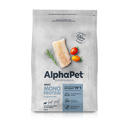 AlphaPet Superpremium Monoprotein корм сухой для собак мелких пород с белой рыбой 500гр