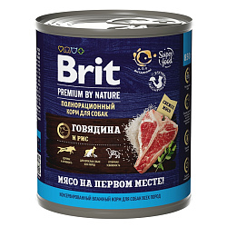 Brit Premium by Nature консервы для собак с говядиной и рисом 850гр