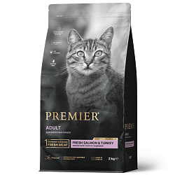 Premier Cat Adult корм сухой для кошек взрослых свежее филе лосося с индейкой 2кг