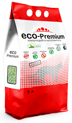 ECO-Premium Зеленый чай древесный комкующийся наполнитель с ароматом зеленого чая 5л 1,9кг