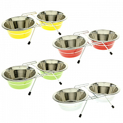 Миски+подставка нерегулируемая металлические 2*950мл цветная 3000С