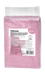 Пеленки впитывающие для животных Petsona гелевые Extra, с ароматом розы, розовые 60х60см 10шт 25246 