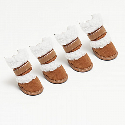 Ботинки для собак "Унты" набор 4шт размер 3 (подошва 6*4,2см) коричневые 