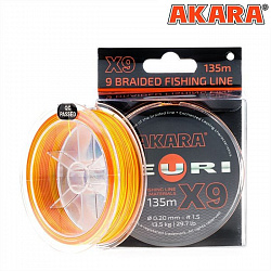 Шнур Akara Teuri X-9 135м Yellow-Orange 0,12мм