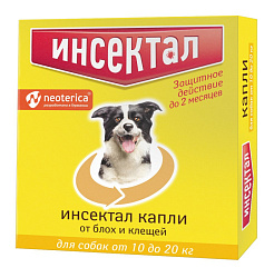 Инсектал для собак капли на холку 10-20кг (упак. 1 пипетка)