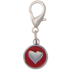 Адресник круглый малый сердечко красный 14 мм, с местом для гравировки 19032