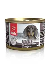 Blitz Sensitive Dog Adult влажный корм для собак взрослых всех пород с говядиной и индейкой в суфле 200гр