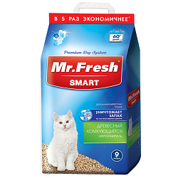 Mr.Fresh Smart древесный комкующийся наполнитель для длинношерстных кошек 9л