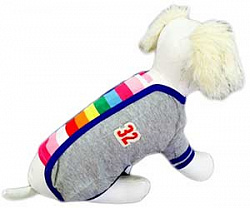 Футболка для собак Радуга 32 синяя, серый S