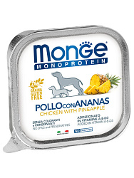 Monge Dog Monoprotein Fruits консервы для собак взрослых с курицей и ананасом 150гр