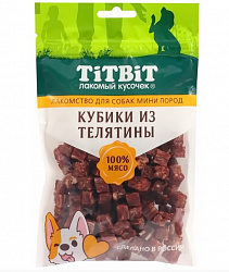 TiTBiT Лакомство для собак кубики из телятины для мини пород 100гр 024607