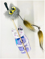 Дразнилка для кошек GoSi удочка "МехоКот КАЙТ" серый sh-07651 