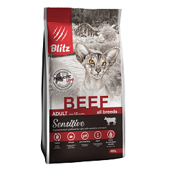 Blitz Sensitive Cat Adult корм сухой для кошек взрослых с говядиной 400гр