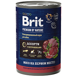 Brit Premium by Nature влажный корм для собак мясное ассорти с потрошками 410гр