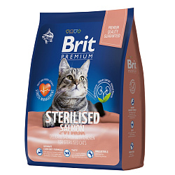 Brit Premium Sterilised корм сухой для кошек стерилизованных с лососем и курицей 800гр