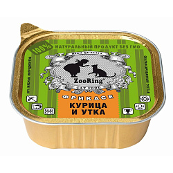 ZooRing влажный корм для кошек взрослых всех пород с курицей и уткой паштет 100гр