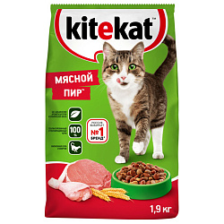 Kitekat корм сухой для кошек с мясным пиром 1,9кг