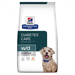 Hills Prescription Diet w/d корм сухой для собак взрослых диетический при сахарном диабете с курицей 1,5кг